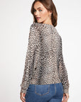 Viscose Blend Micro Animal Print Oversized Long Sleeve Raglan Pullover Sweater WOMENS - chaserbrand