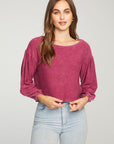 Cozy Knit Blouson Sleeve Crop Pullover WOMENS - chaserbrand