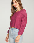 Cozy Knit Blouson Sleeve Crop Pullover WOMENS - chaserbrand