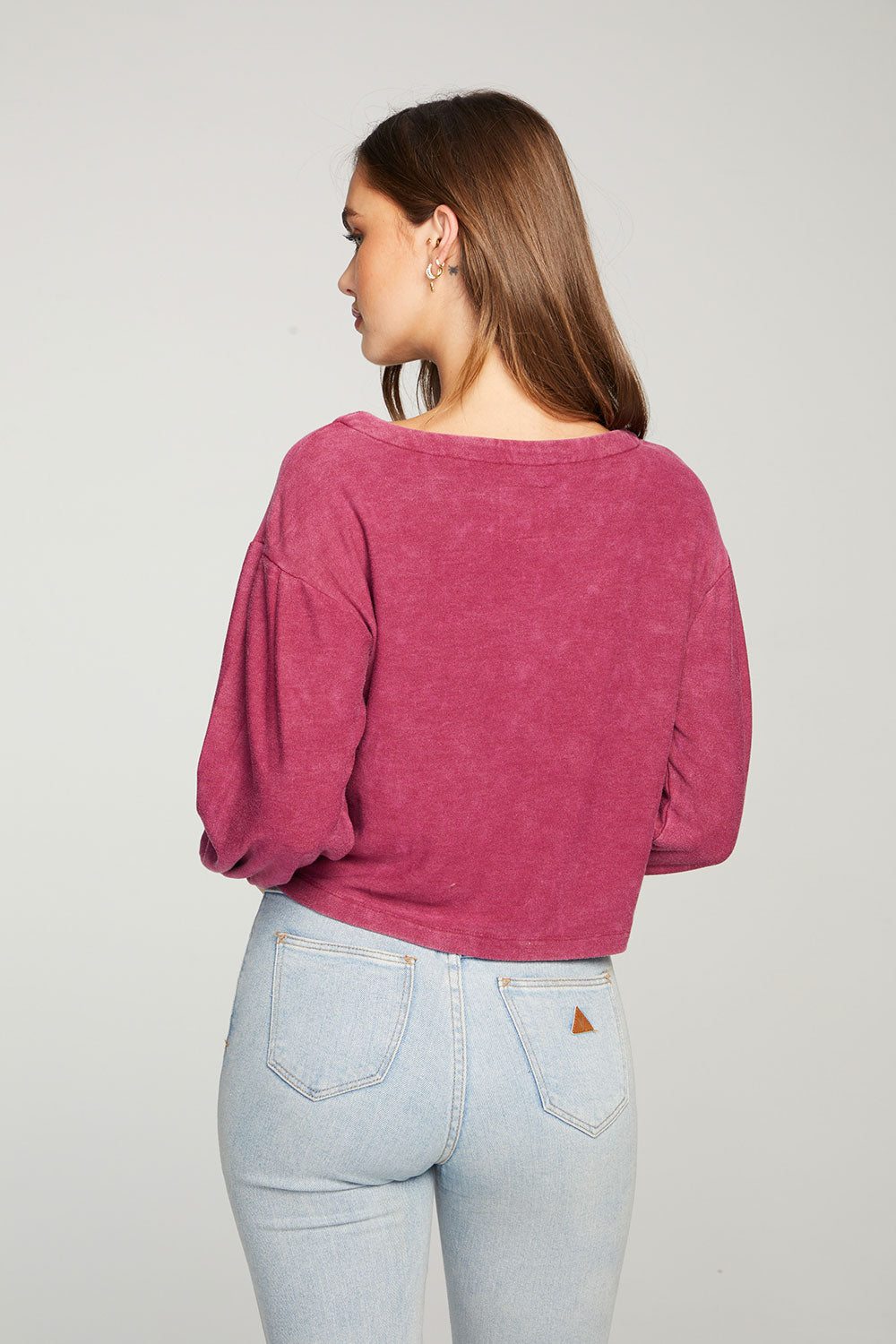 Cozy Knit Blouson Sleeve Crop Pullover WOMENS - chaserbrand