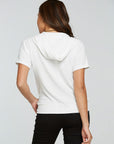 Linen Rib Short Sleeve Zip Up Hoodie WOMENS - chaserbrand