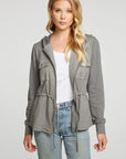 Stretch Twill Long Sleeve Utility Jacket with Terry And Rib WOMENS - chaserbrand