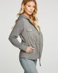 Stretch Twill Long Sleeve Utility Jacket with Terry And Rib WOMENS - chaserbrand