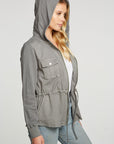 Stretch Twill Long Sleeve Utility Jacket with Terry And Rib WOMENS - chaserbrand