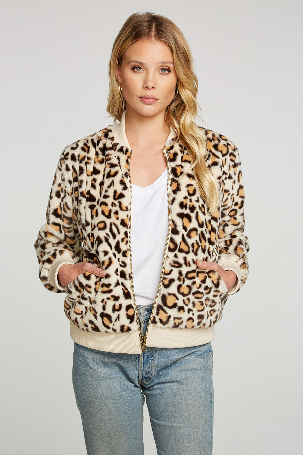 Animal Faux Fur Long Sleeve Bomber Jacket WOMENS - chaserbrand