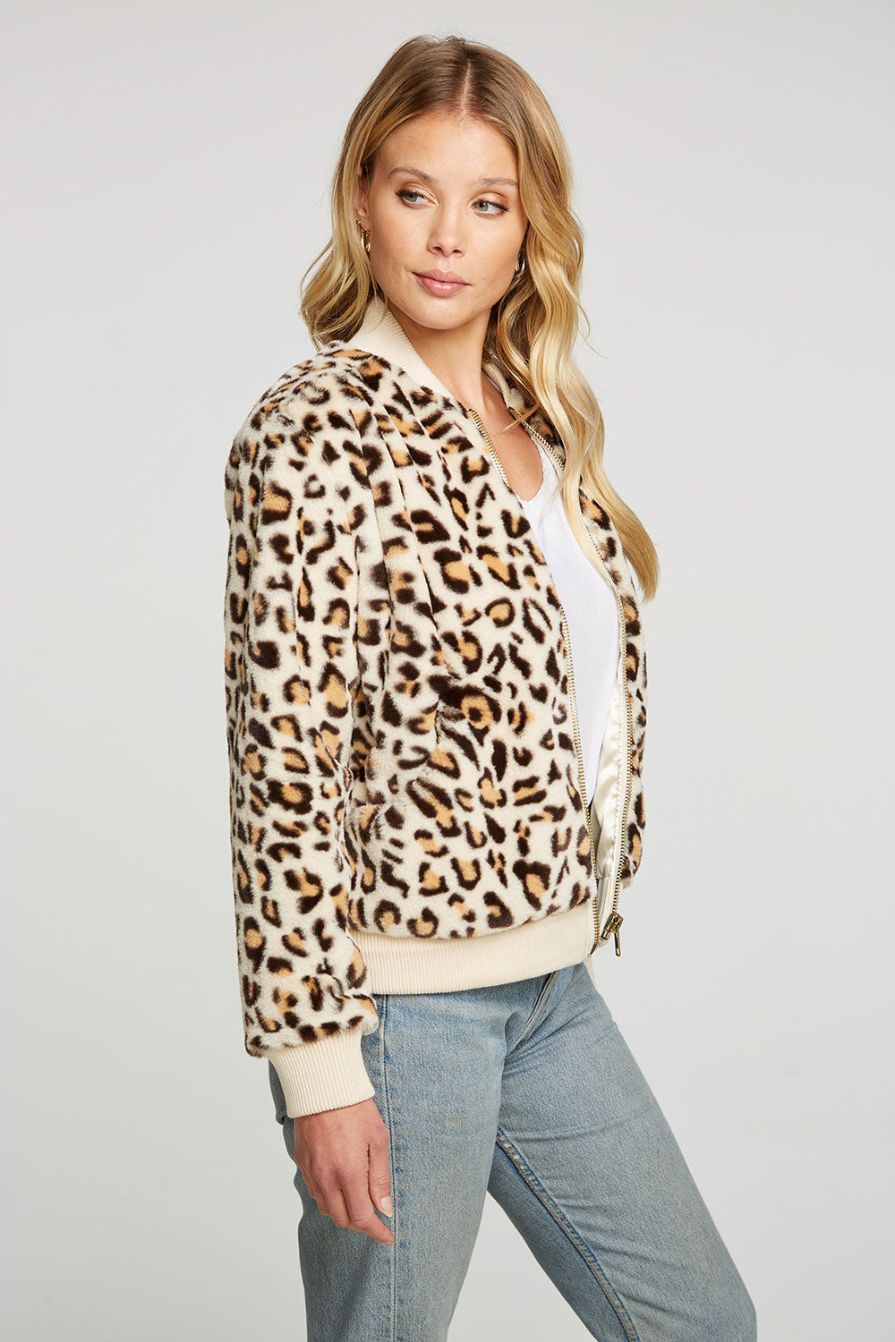 Animal Faux Fur Long Sleeve Bomber Jacket WOMENS - chaserbrand