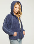 Quilted Heirloom Wovens Long Sleeve Batwing Hooded Zip Up Jacket WOMENS - chaserbrand