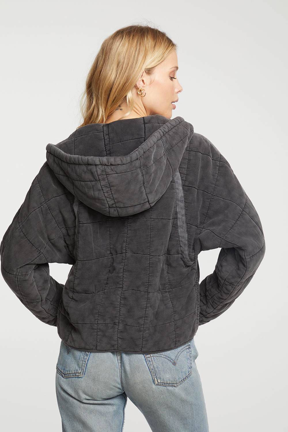 Quilted Heirloom Wovens Long Sleeve Batwing Hooded Zip Up Jacket WOMENS - chaserbrand