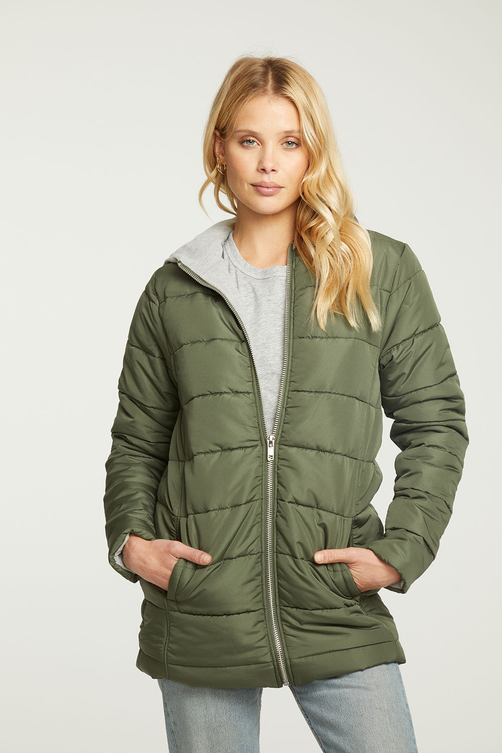 Quilted Hooded Long Puffer Zip Up Jacket WOMENS - chaserbrand