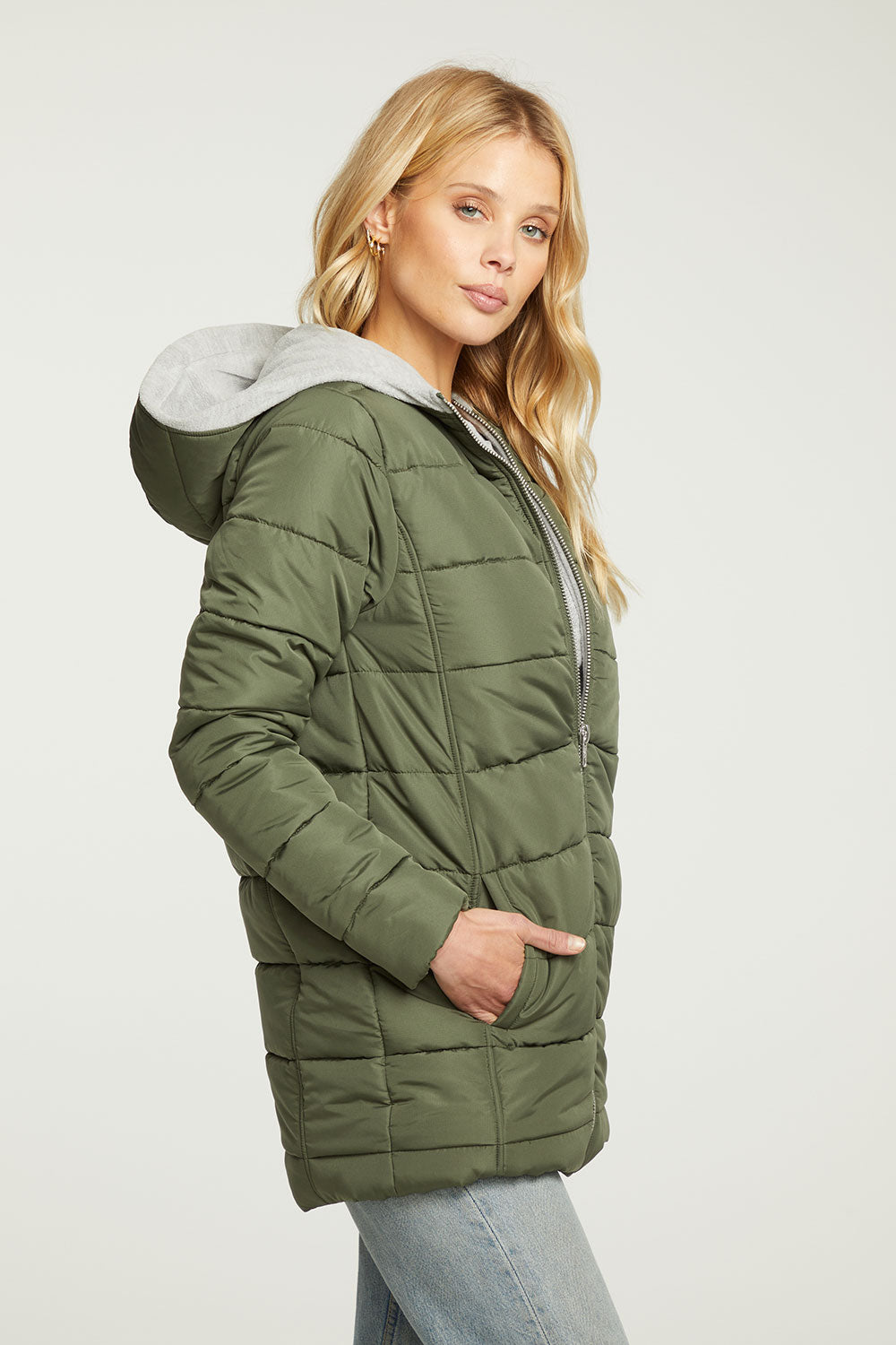 Quilted Hooded Long Puffer Zip Up Jacket WOMENS - chaserbrand