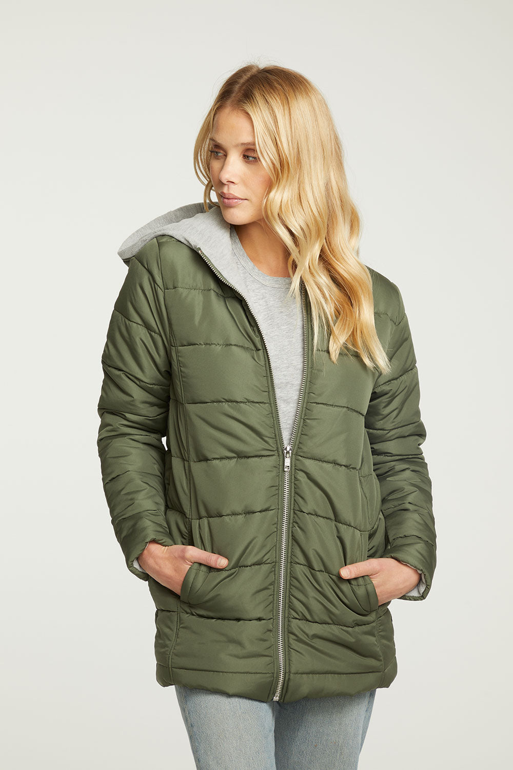 Quilted Hooded Long Puffer Zip Up Jacket WOMENS - chaserbrand