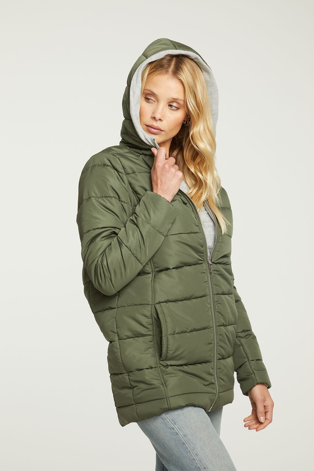 Quilted Hooded Long Puffer Zip Up Jacket WOMENS - chaserbrand