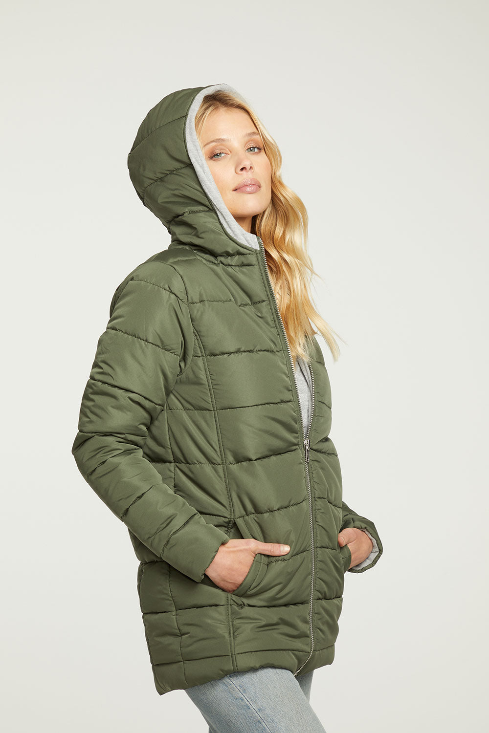 Quilted Hooded Long Puffer Zip Up Jacket WOMENS - chaserbrand