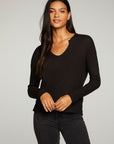 Vintage Thermal Long Sleeve Split Neck Drop Shoulder Boxy Tee WOMENS - chaserbrand