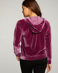 Stretch Velvet Long Sleeve Zip Up Hoodie WOMENS - chaserbrand