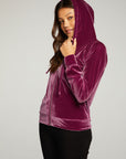 Stretch Velvet Long Sleeve Zip Up Hoodie WOMENS - chaserbrand