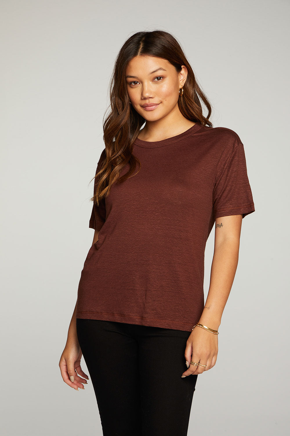 Linen Jersey Short Sleeve Crew Neck Easy Tee WOMENS - chaserbrand