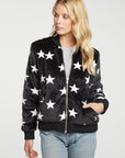 Star Faux Fur Long Sleeve Bomber Jacket WOMENS - chaserbrand