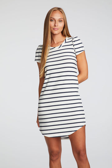 CHASER BRAND - RECYCLED COZY RIB DOUBLE SCOOP SHIRRED BODY CON DRESS