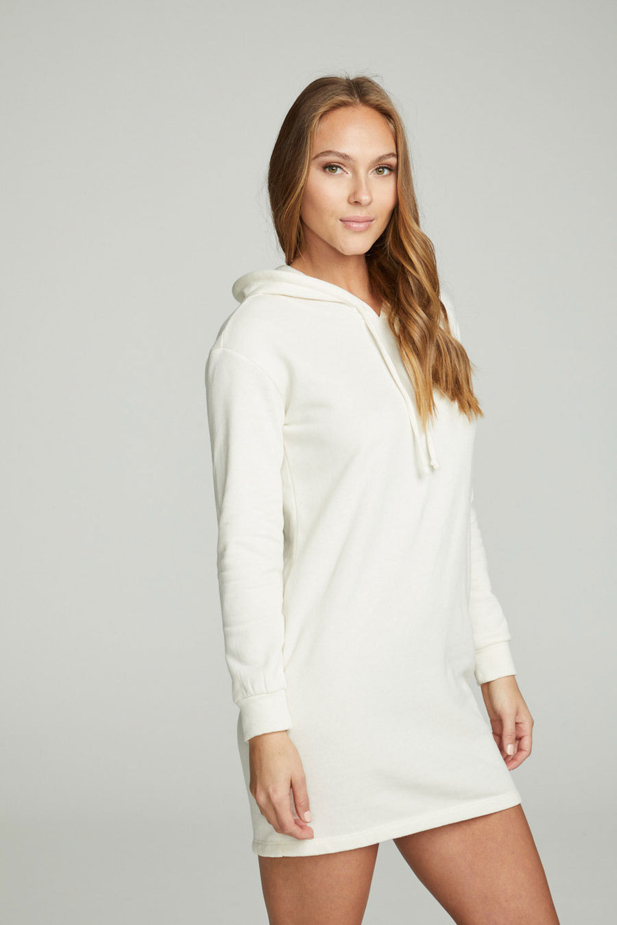 White long sleeve zip up online dress