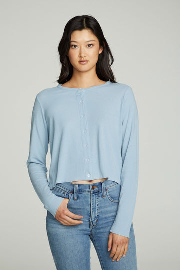 Long Sleeve Split Neck Rouched Side Tee