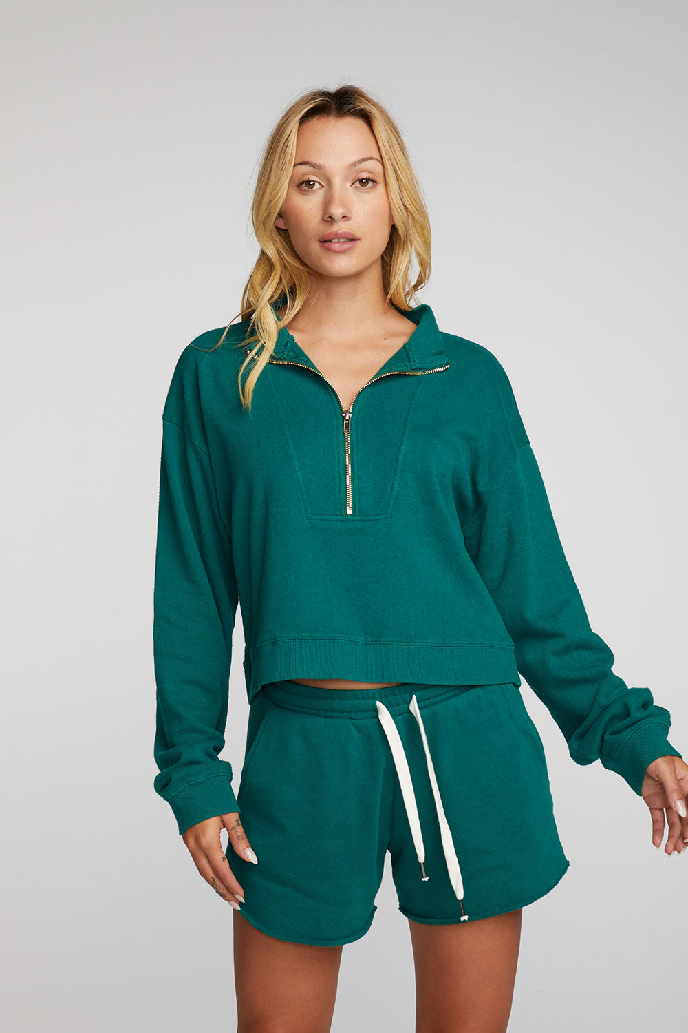 Cotton Fleece Half Zip Up Pullover with Rib – chaser