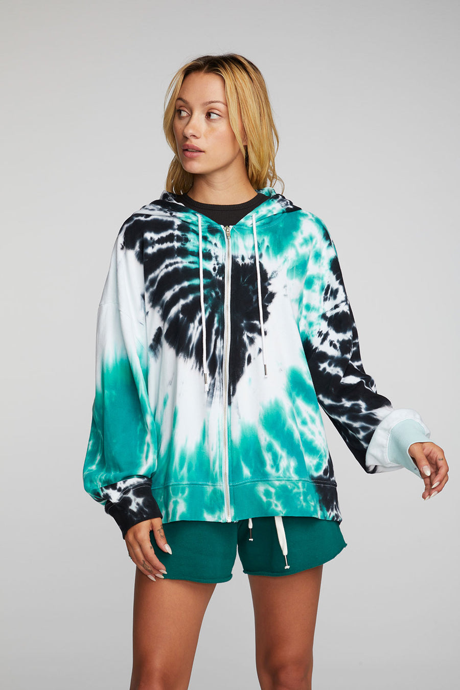 Oversized tie dye discount zip up hoodie