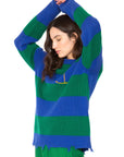 Anchor Cashmere Sweater - Green and Blue Stripe WOMENS chaserbrand