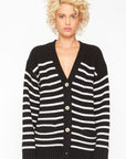 Grandpa Cardigan Sweater - Black and White Stripe WOMENS chaserbrand