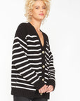 Grandpa Cardigan Sweater - Black and White Stripe WOMENS chaserbrand